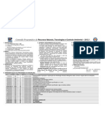 Conteúdo Programático De: Recursos Naturais, Tecnologias e Controle Ambiental - 2012.1