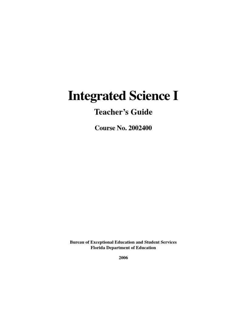 Integrated Science I Teachers' Guide Scientific Method Experiment