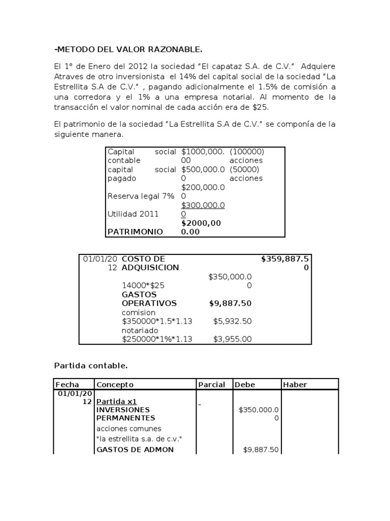 Método de Valor Razonable en Contabilidad | PDF | Compartir (Finanzas ...