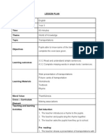 Lesson Plan Subject Class Time Theme Topic