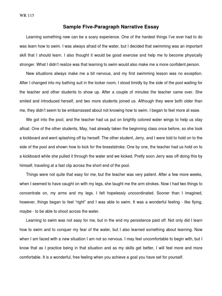 Sample Narrative Essay Pdf