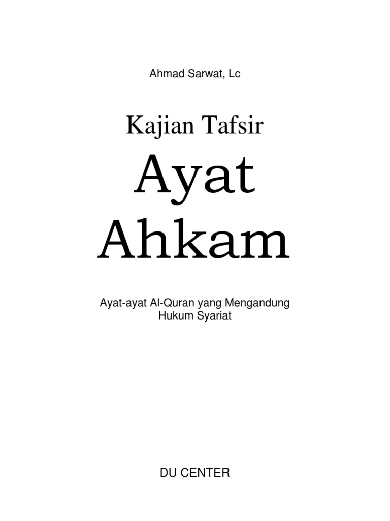Kajian Tafsir Ayat Ahkam