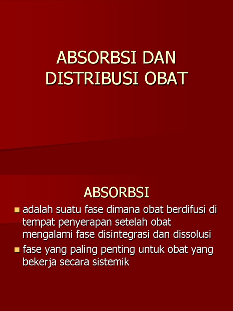 Proses Absorpsi dan Distribusi Obat | PDF