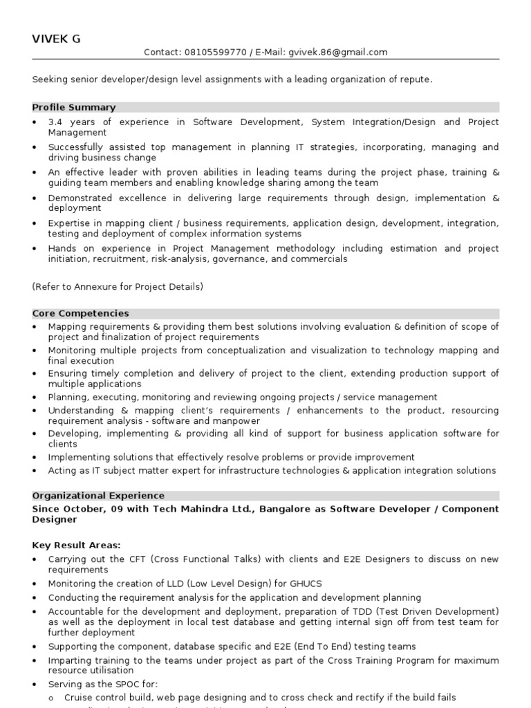 SQL Developer Resume - 4 Years Experience | PDF | Project Management ...