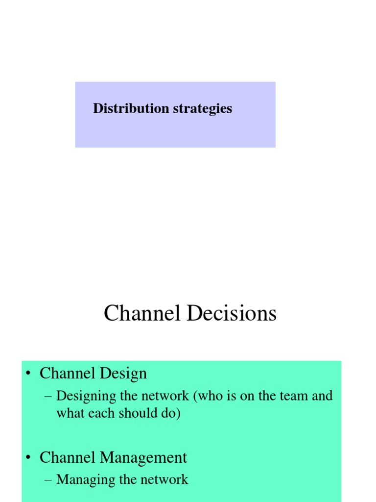 Distribution Strategies Distribution (Business) Retail