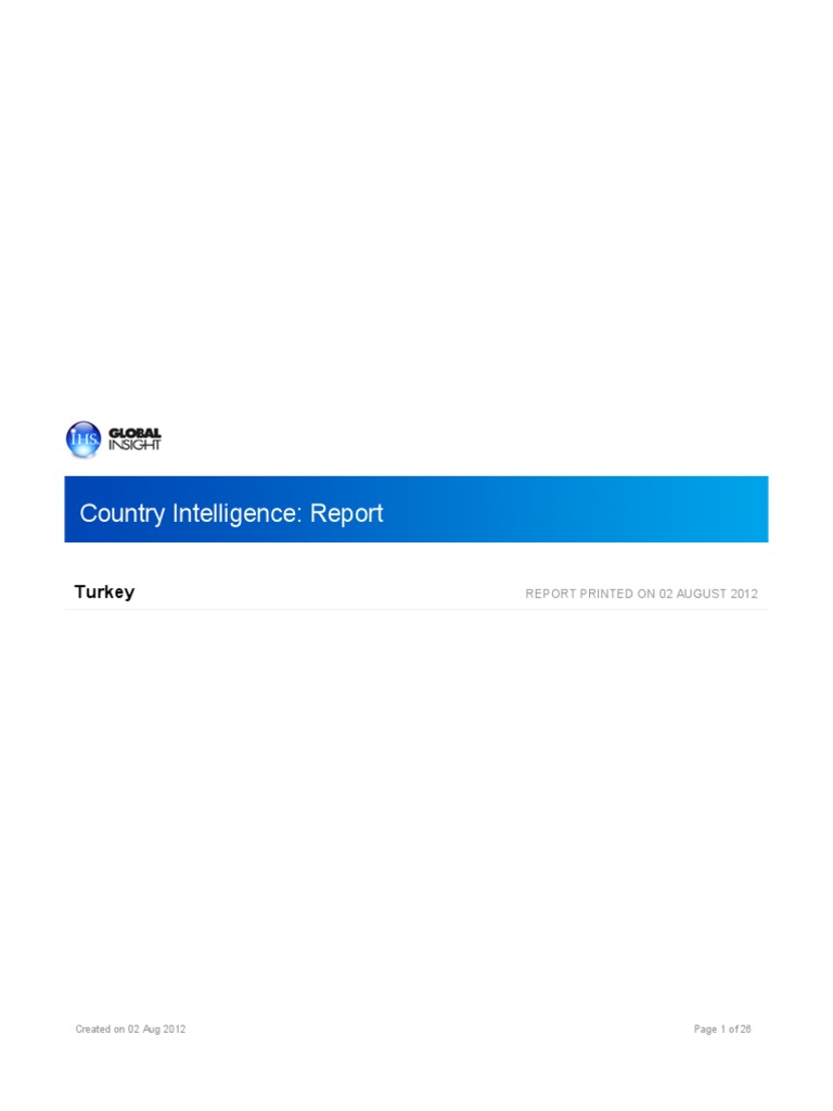 Country Intelligence: Report: Turkey | PDF | Government Budget Balance ...