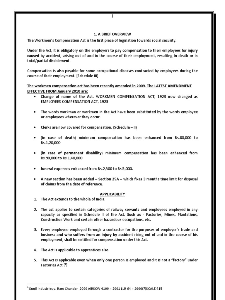 Employees Compensation Act Overview | PDF | Workers' Compensation ...