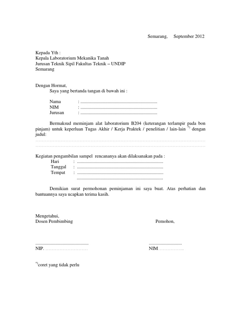 Surat Permohonan Peminjaman Alat Lab Mektan Docx