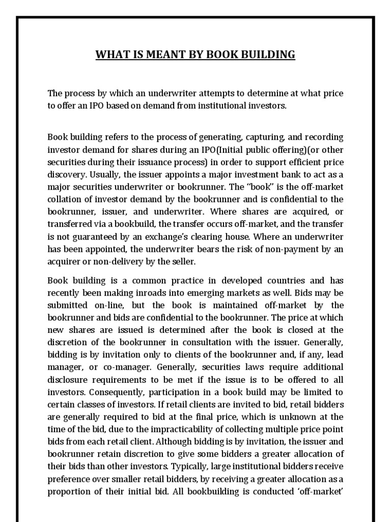 What Is Meant by Book Building | PDF | Business Economics | Economic ...
