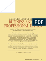 Uniform Code of Ethics Business and It Professional Ethics