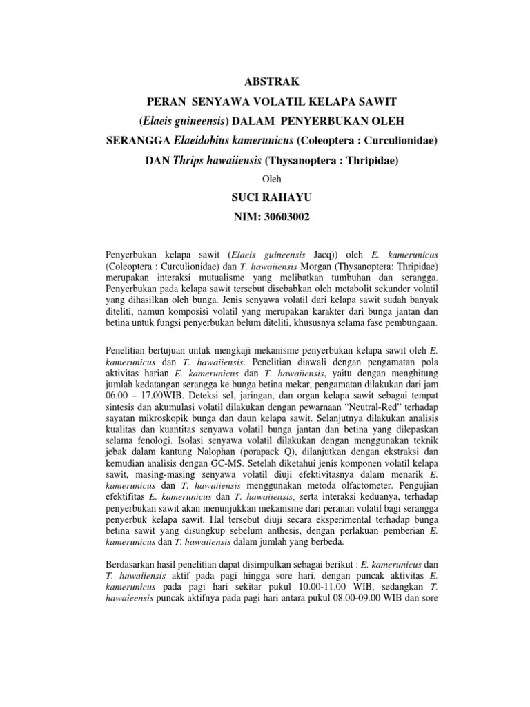 2009_S3_Suci Rahayu_Peran Senyawa Volatil Kelapa Sawit  