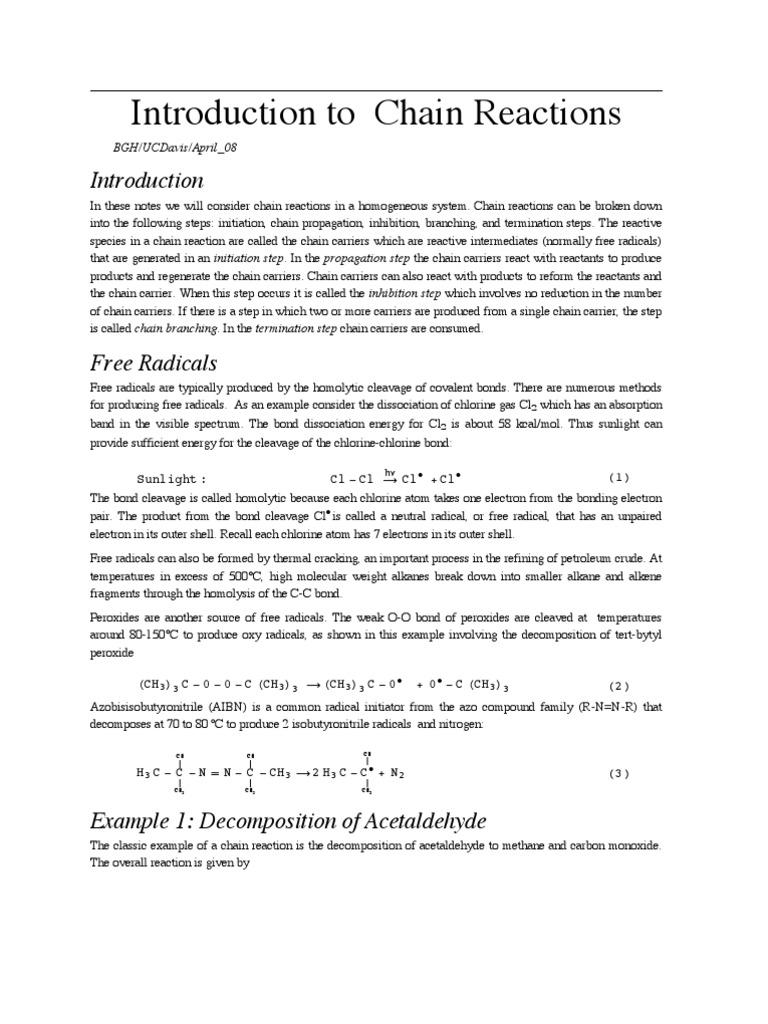 Understanding Chain Reactions in Chemistry | PDF