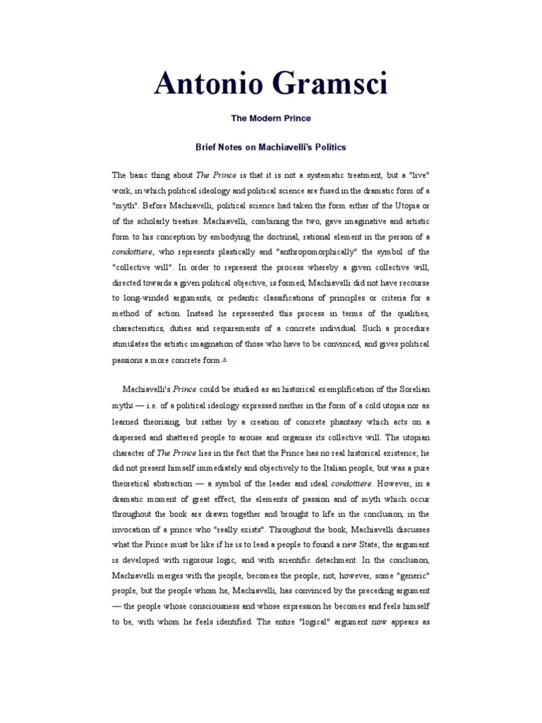 Gramsci - The Modern Prince | PDF