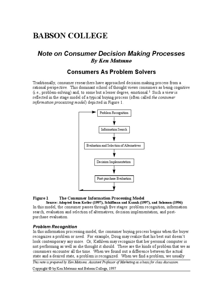 Consumer Decision Making Process (Reference) | PDF