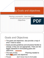 Formulating Goals and Objectives