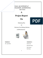 A Project Report On: Marketing Plan of Reformer Food Making Machine (AB Mechanicals)
