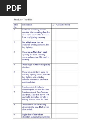 Shot List