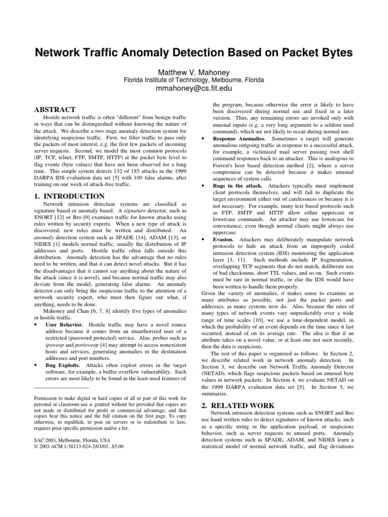 Network Traffic Anomaly Detection | PDF | Transmission Control Protocol ...