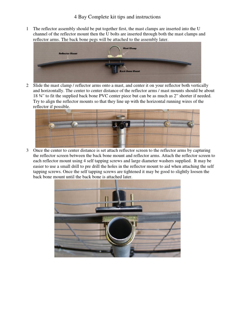 4-Bay Antenna Kit Assembly Guide | PDF | Screw | Manufactured Goods