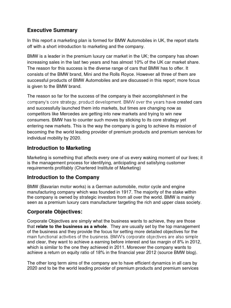 Bmw marketing report
