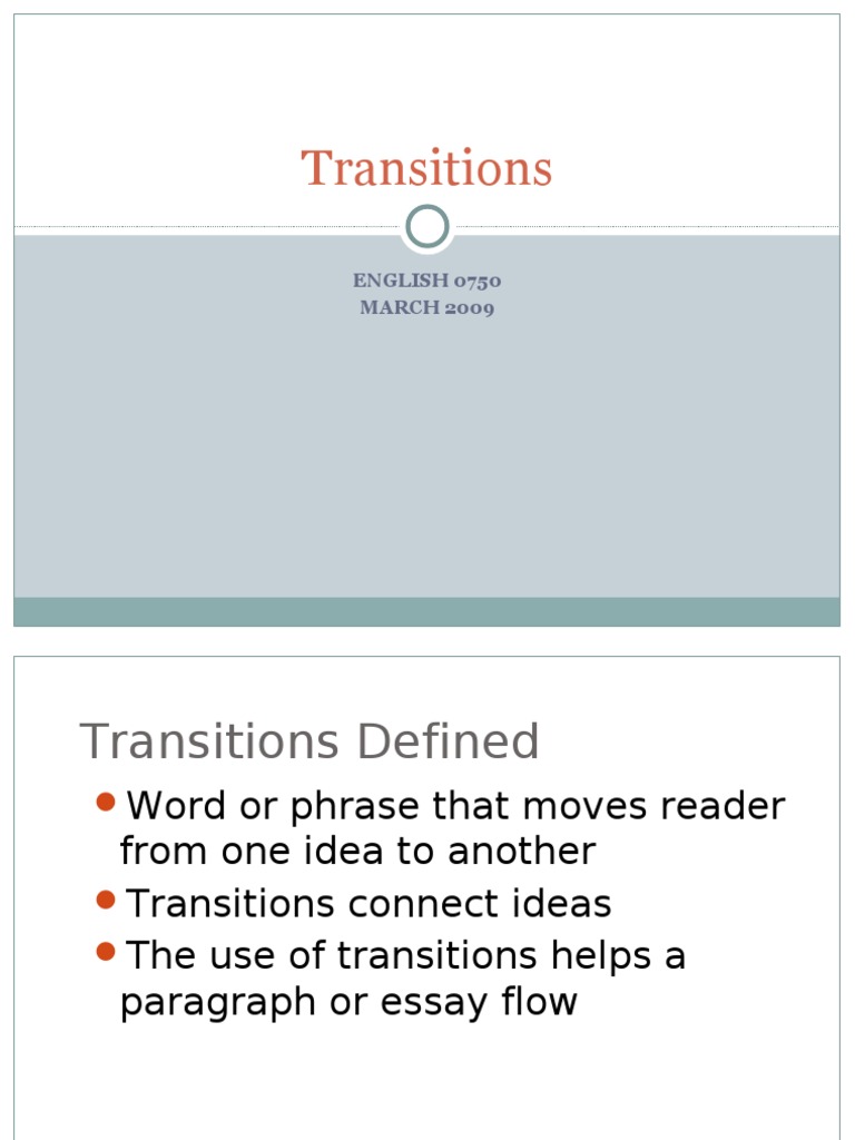 Effective Use of Transitions in English | PDF | Career & Growth