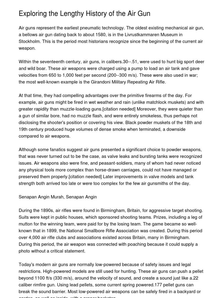 History of Air Guns in the 1890s | PDF | Hazards | Tools