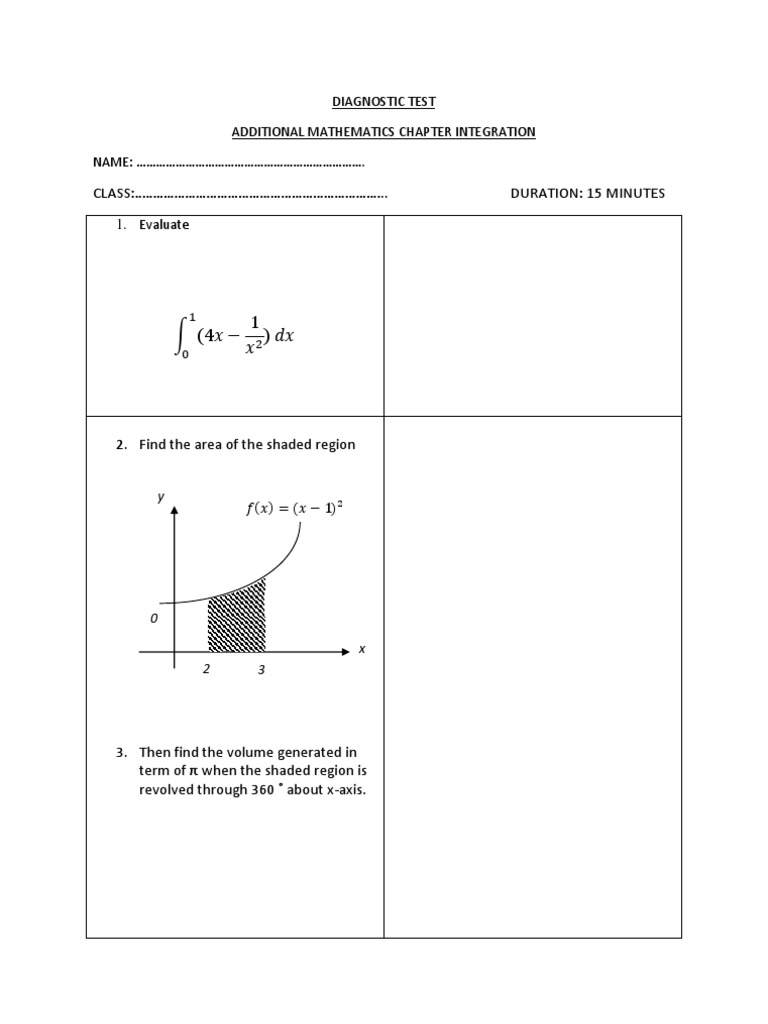 Integration Diagnostic Test for Students | PDF | Science & Mathematics
