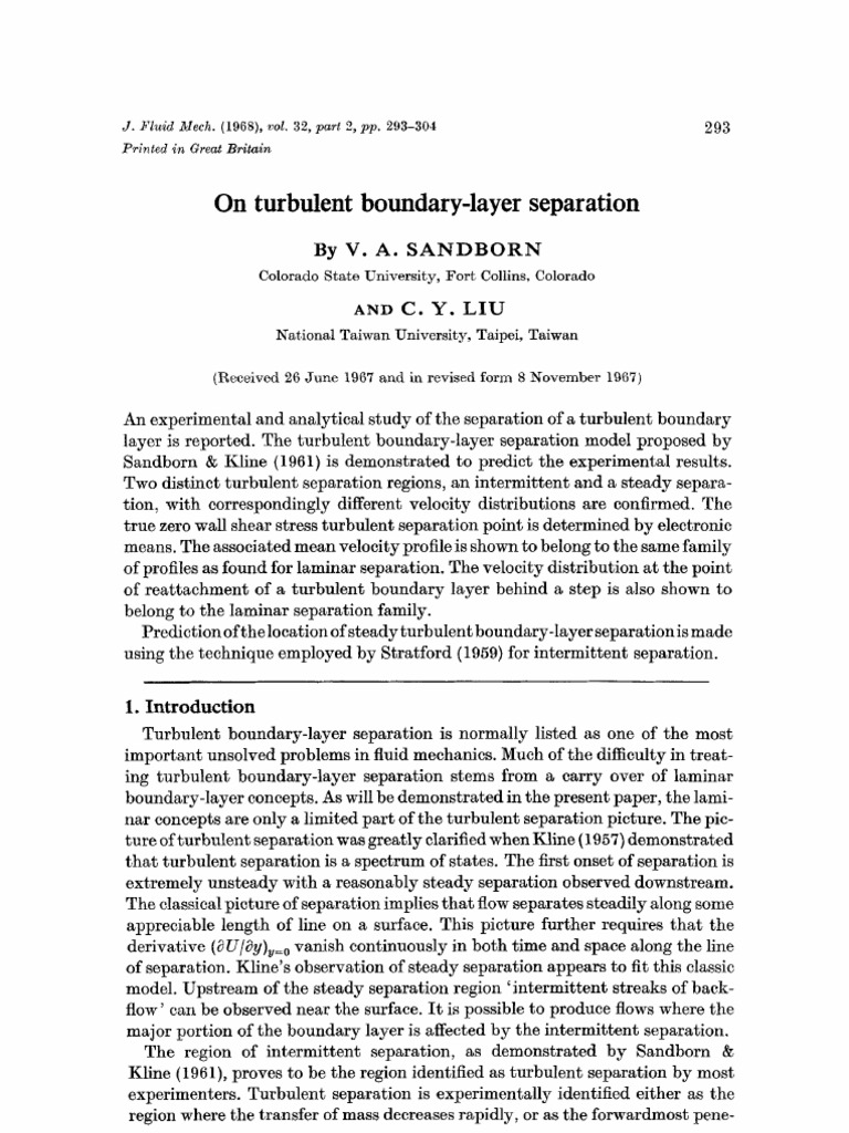 Turbulent Boundary-Layer Separation Study | PDF | Boundary Layer ...