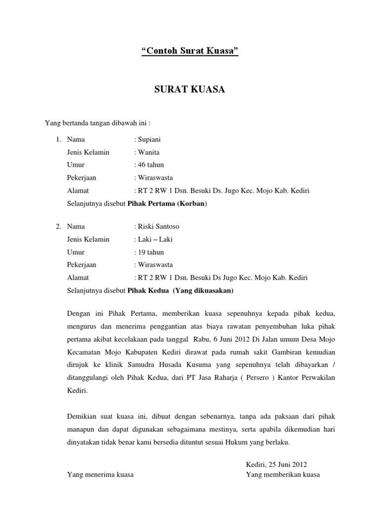 Format Surat Rasmi Dengan Andatangan Bagi Pihak