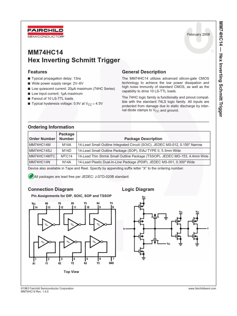 MM74HC14 | PDF | Electronic Engineering | Manufactured Goods