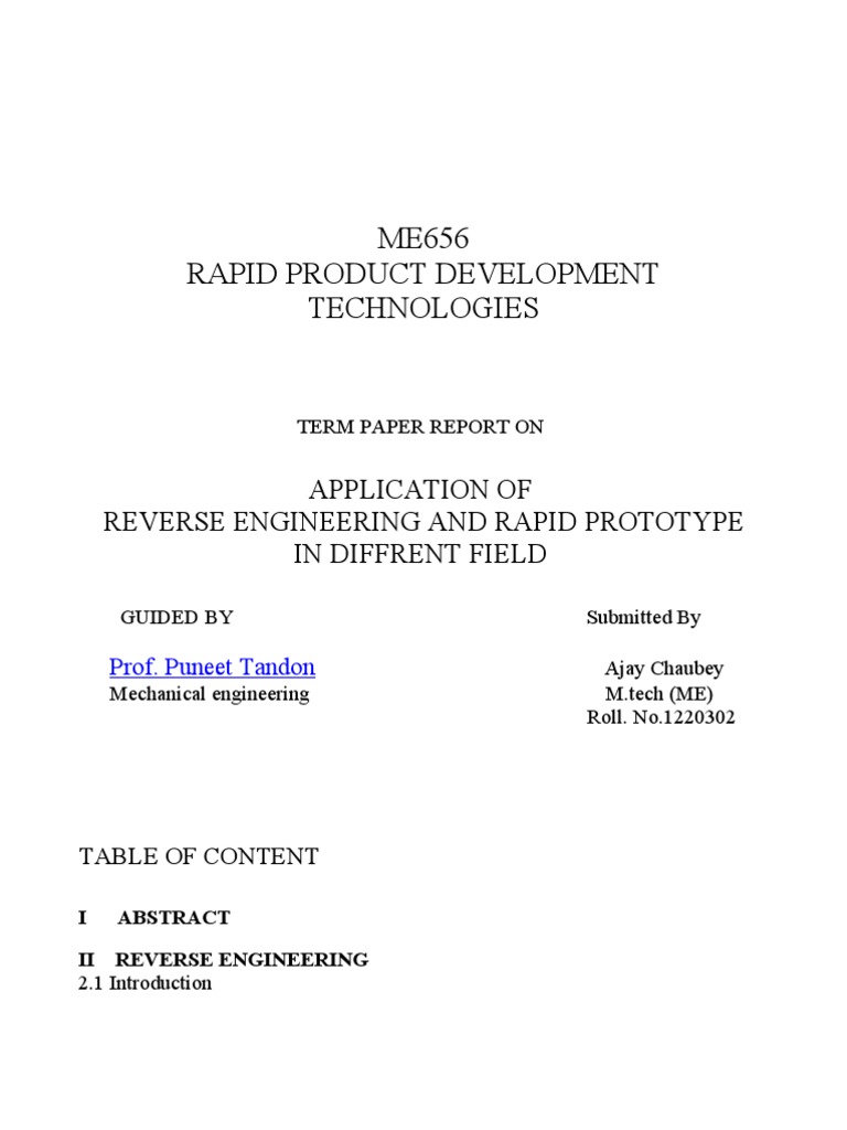 Reverse Engineering in Rapid Prototyping | PDF | Engineering | Computer ...