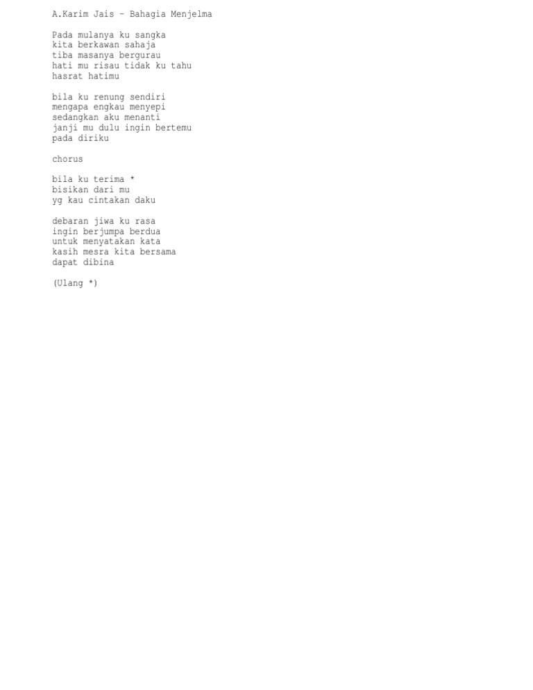 60an A Karim Jais Bahagia Menjelma Pdf