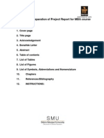 Template For Preparation of Project Report For MBA Course