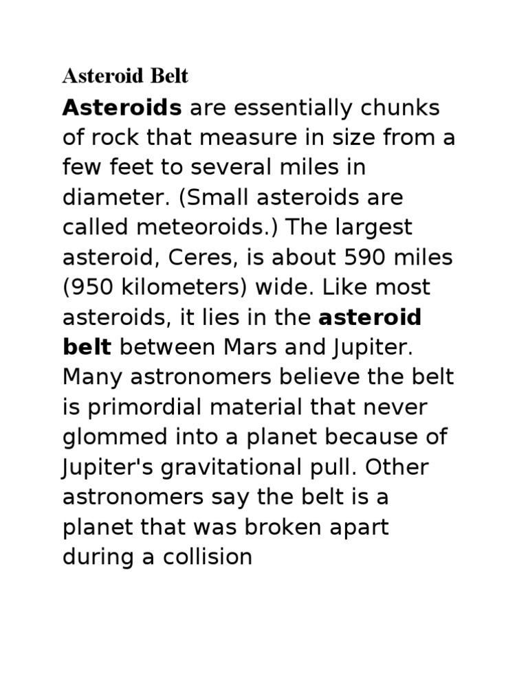 Understanding the Asteroid Belt | PDF