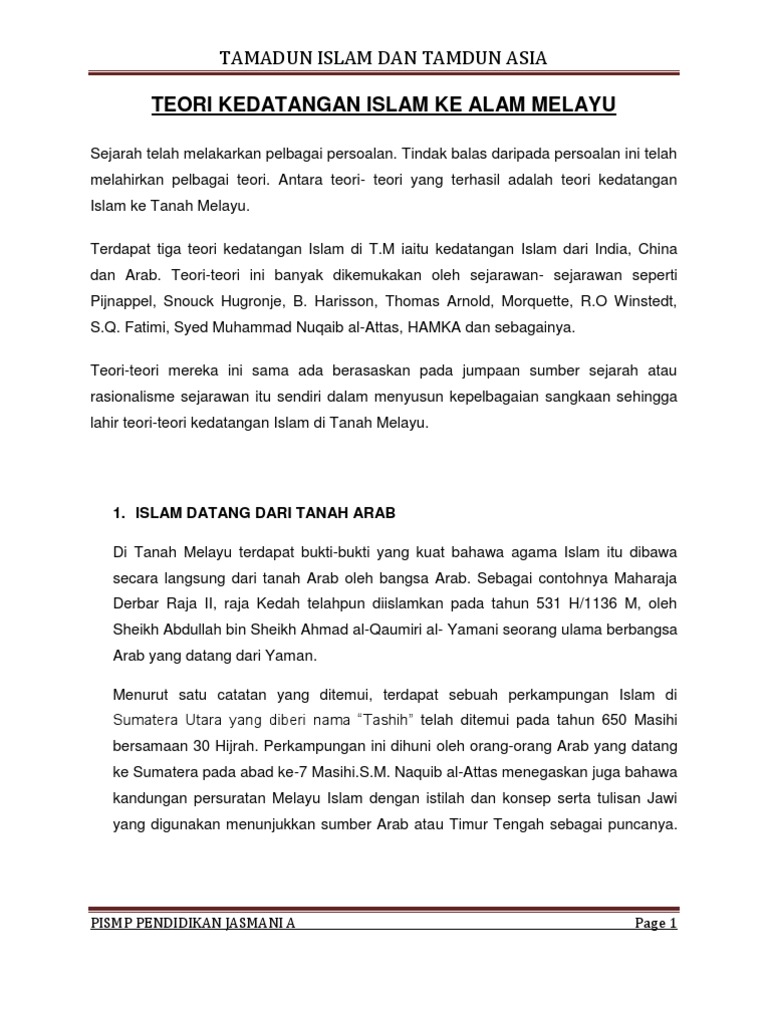 Teori Kedatangan Islam Ke Alam Melayu Pdf
