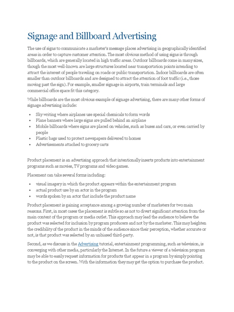 Signage and Billboard Advertising Billboard Advertising