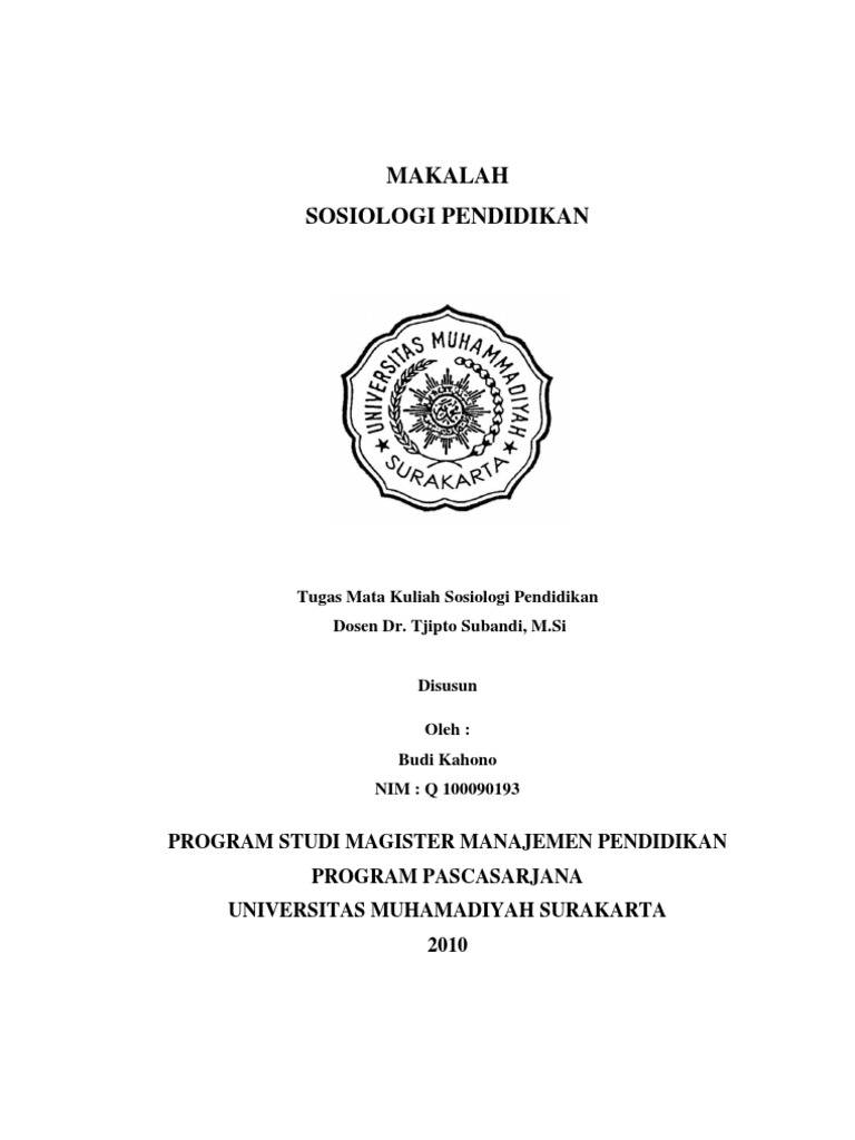 Makalah Sosiologi Pendidikan 1
