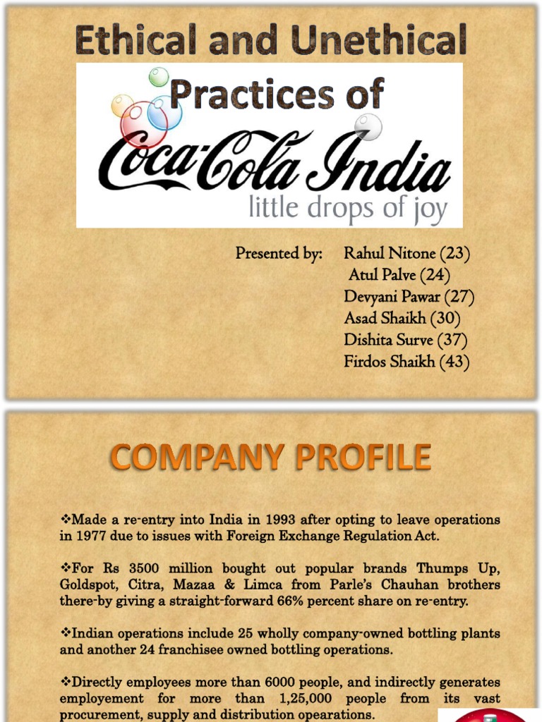 coca cola company ethics