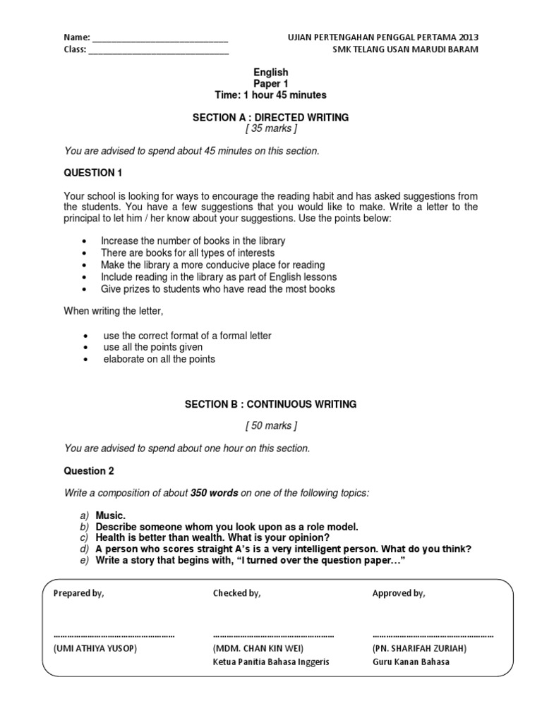 English Paper 1 Form 4 Pdf Learning Behavior Modification