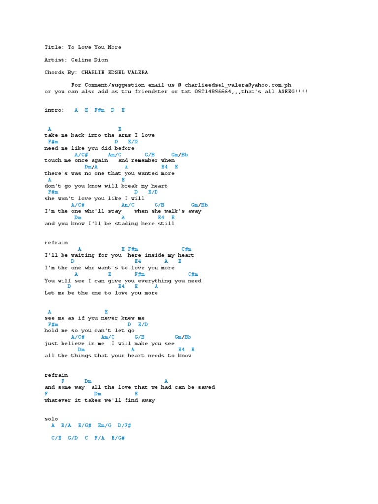 To Love You More Docx Songs
