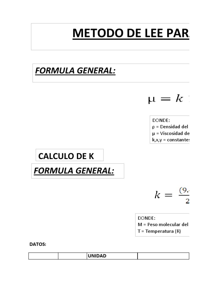 1.2 Metodo de Lee para El Calculo de La Viscosidad de Un Gas | PDF