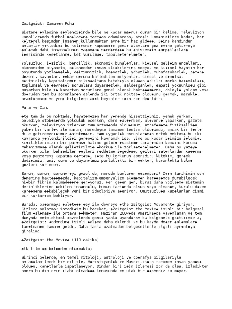 Zeitgeist Zamanın Ruhu | PDF