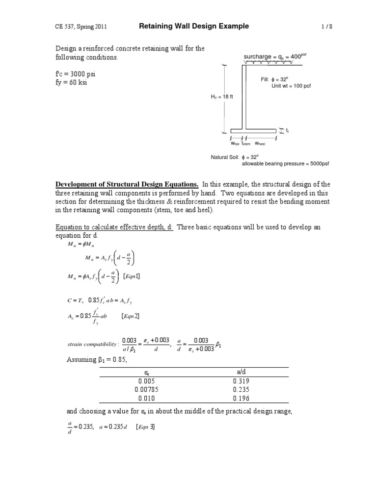 Design Of Retaining Wall Example Pdf Allan Block Retaining Wall Design
