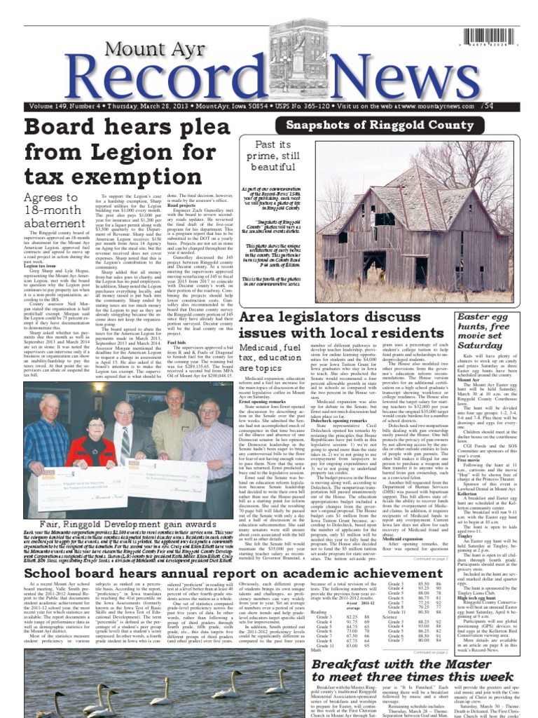 March 28 2013 Mount Ayr RecordNews PDF Patient Protection And