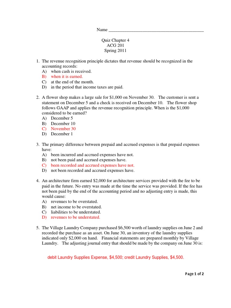 Answer Key Chapter 4 Pdf Depreciation Expense