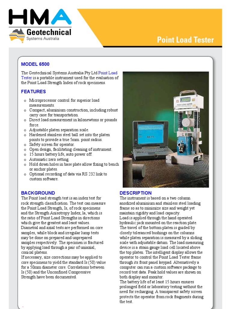 Point Load Tester Model 6500 Overview | PDF | Strength Of Materials ...