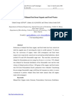 Production of Ethanol Fuel From Organic and Food Wastes