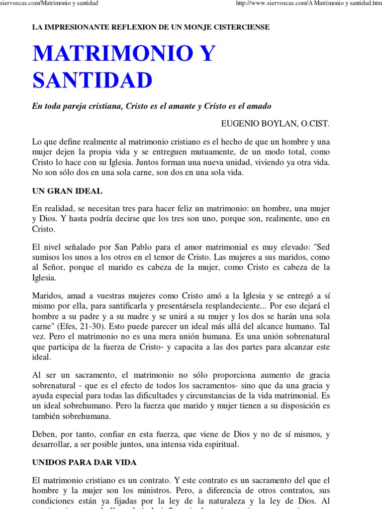 Santidad en el Matrimonio Cristiano | PDF | Amor | Cristo (título)