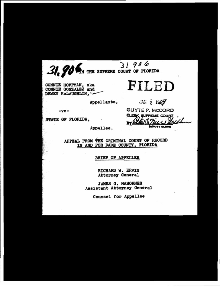 Hoffman and McLaughlin vs State of Florida Anti Miscegenation Laws In