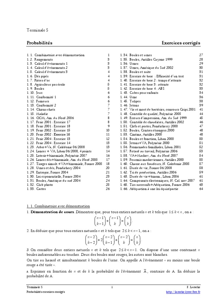 Exercices Probas Corriges PDF | PDF | Dé | Espérance mathématique